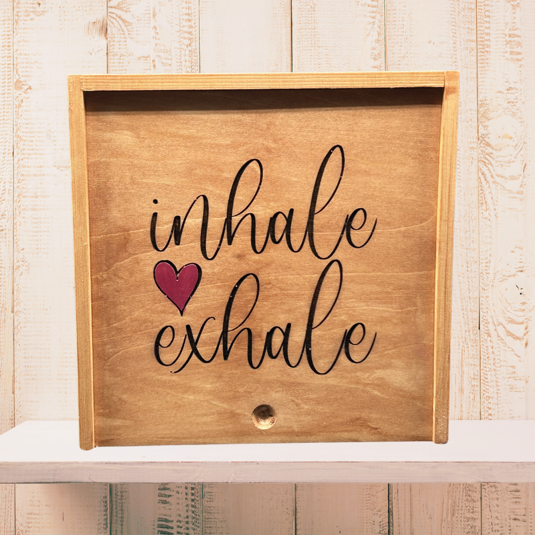 Inhale Exhale with Heart Wood Keepsake Box