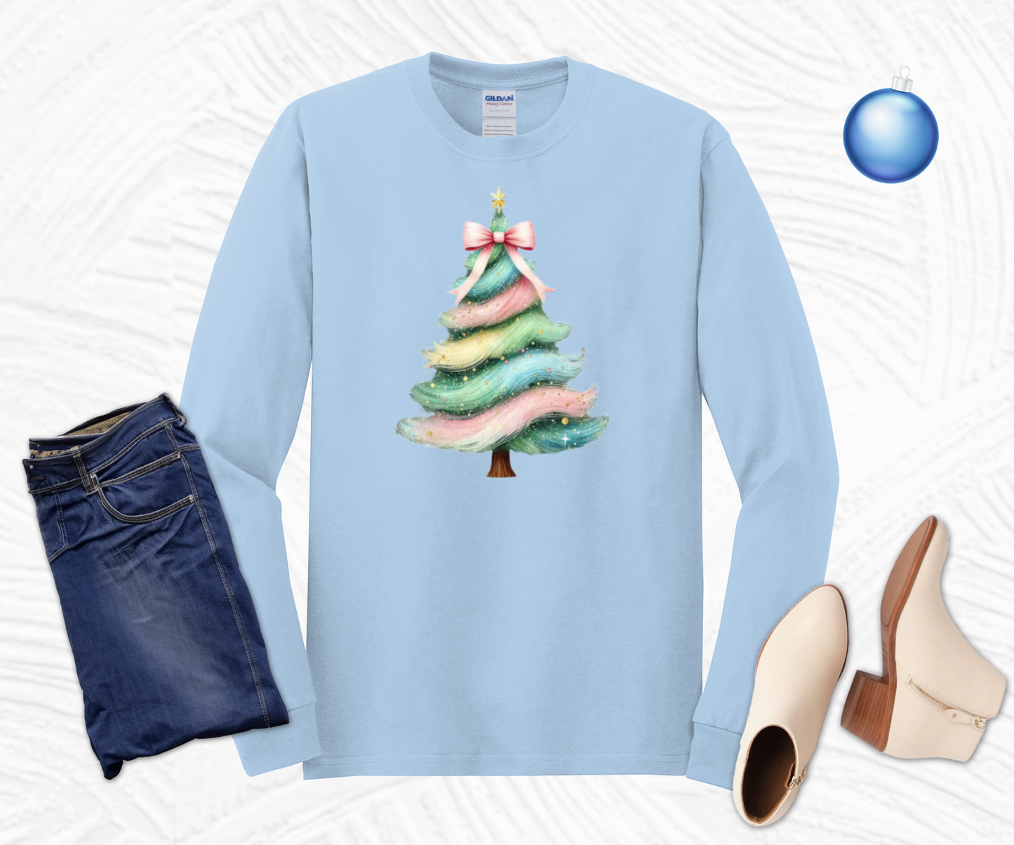 Pastel Christmas Tree Long Sleeve Tee