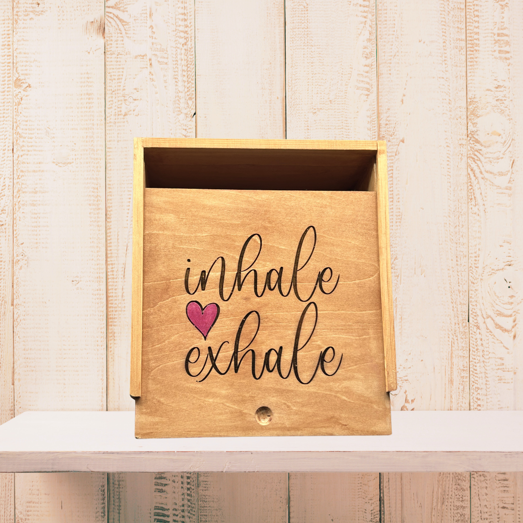 Inhale Exhale with Heart Wood Keepsake Box