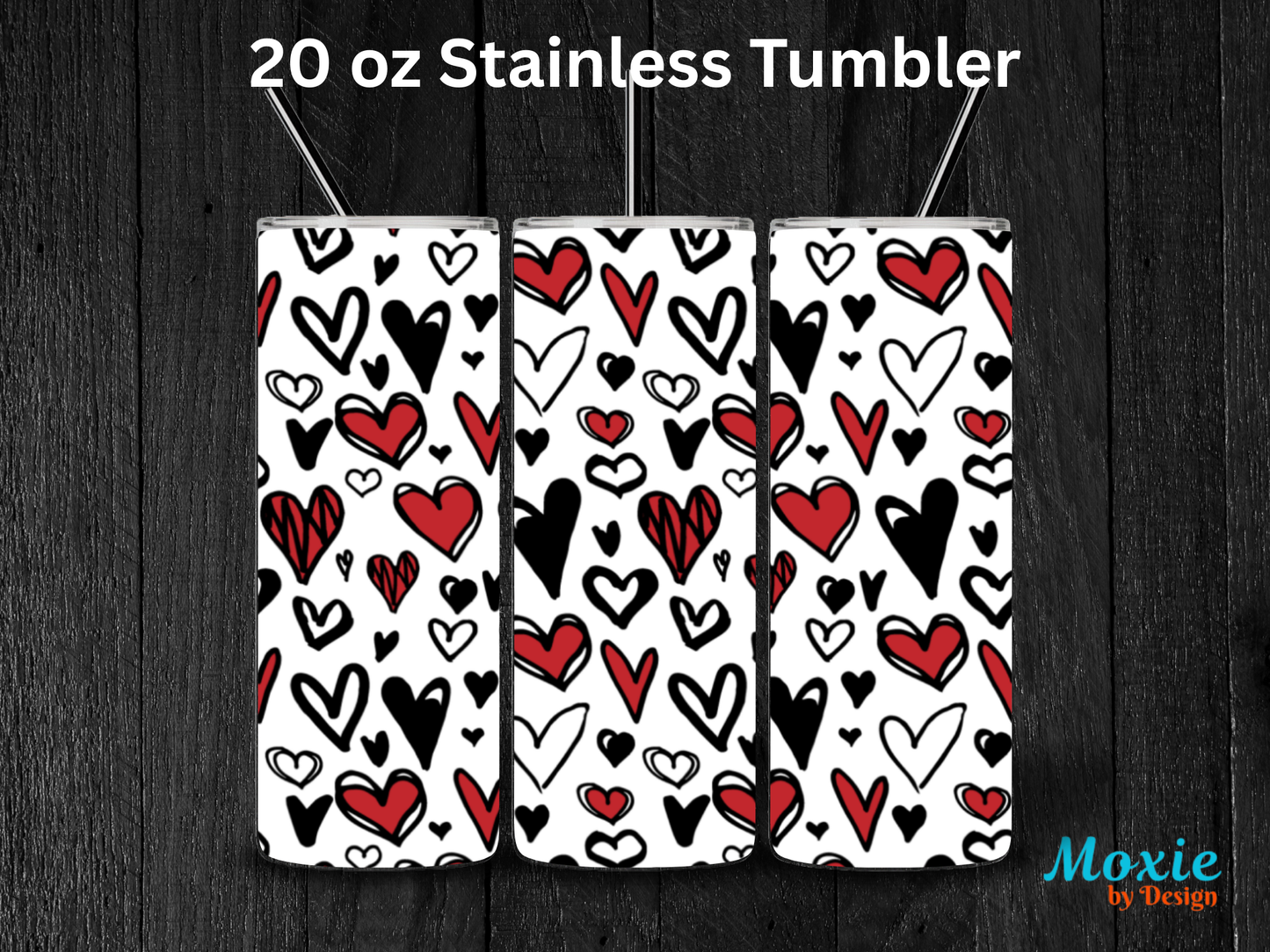 Black Hearts Stainless Steel Tumbler