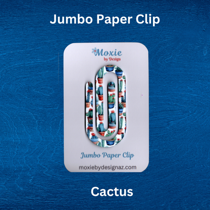 Colorful jumbo paper clip featuring cactus design, perfect for organizing papers or as a fun gift.