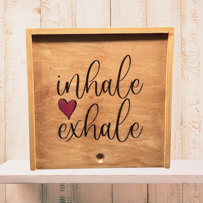 Inhale Exhale with Heart Wood Keepsake Box