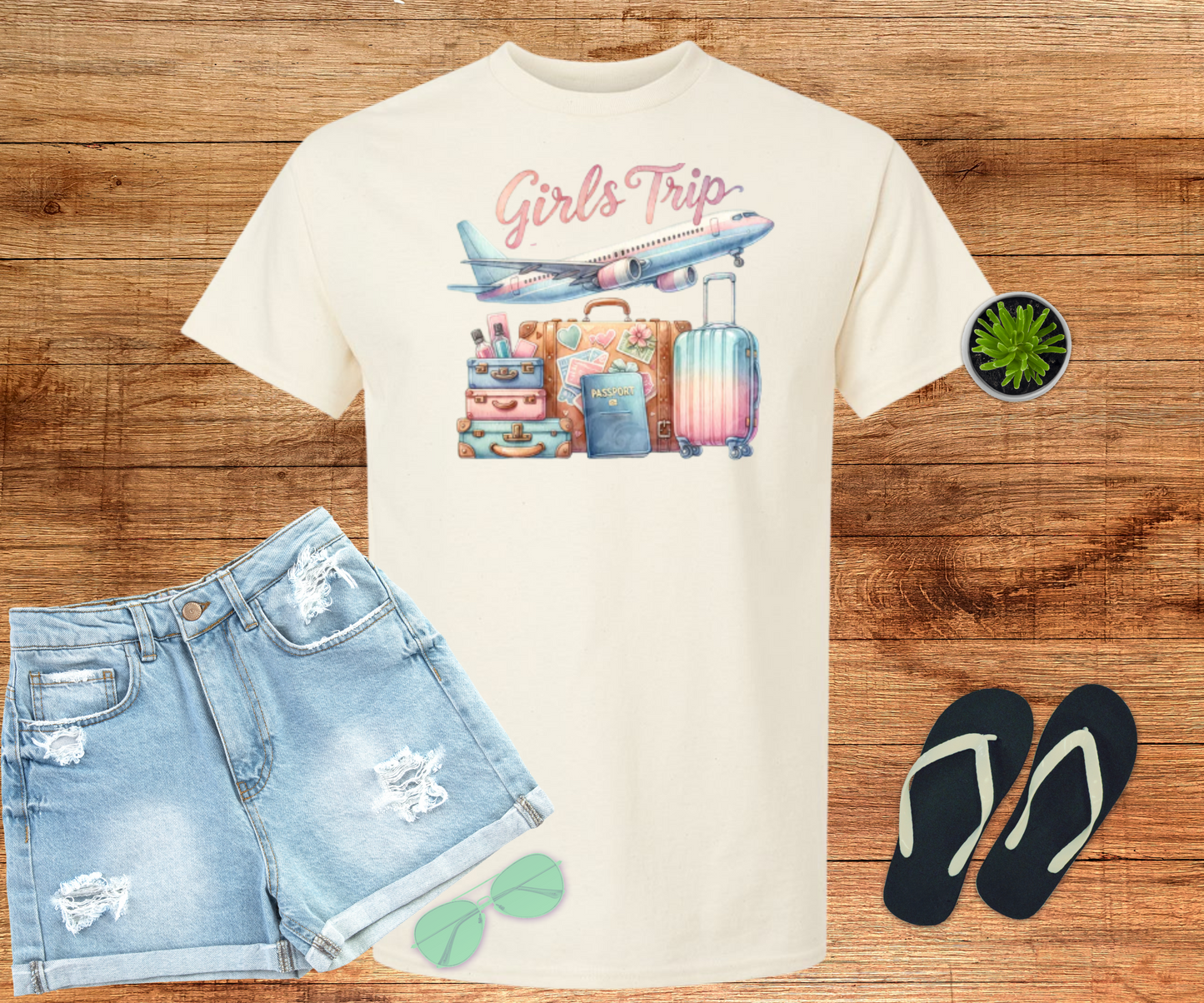 Girls Trip Travel Club Ladies Shirt Retro Design