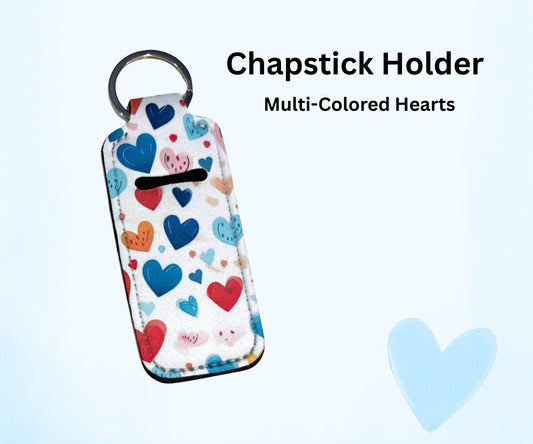 Multi-Colored Hearts Chapstick Holder