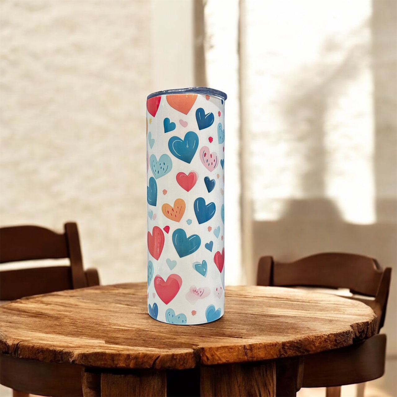 Multi-Colored Hearts Stainless Steel Tumbler