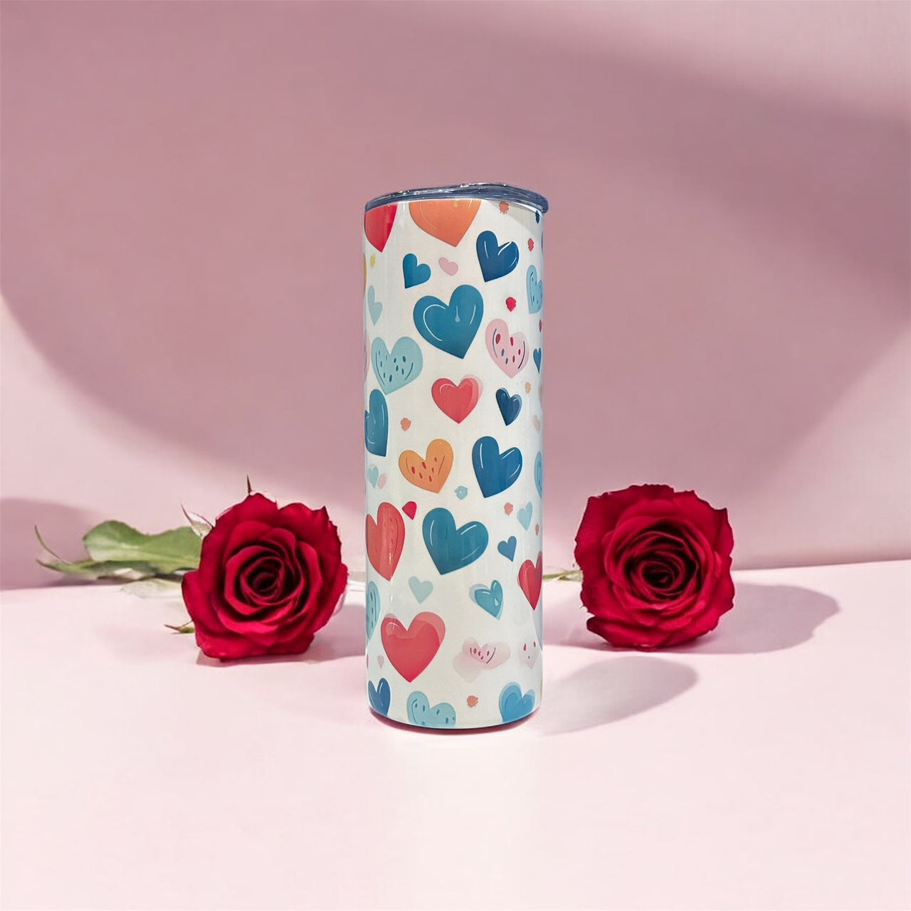 Multi-Colored Hearts Stainless Steel Tumbler