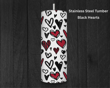Black Hearts Stainless Steel Tumbler