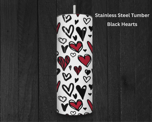 Black Hearts Stainless Steel Tumbler
